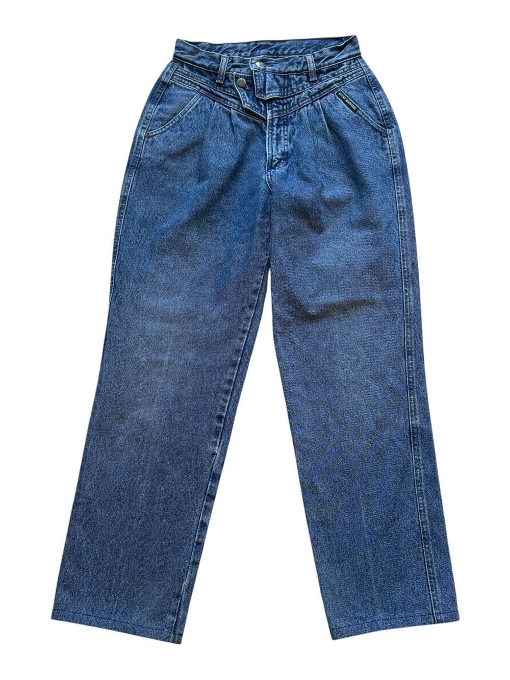 Rocky Mountain High Rise Pleated Tapered Jeans USA Vintage Mom Denim Blue 30/11